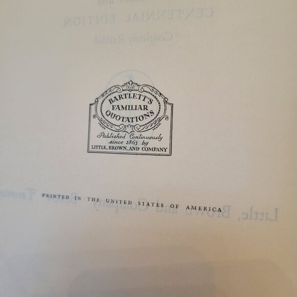 John Bartlett Familiar‎ Quotations Book Centennial Edition 1955 Hardcover Decor - Picture 4 of 13